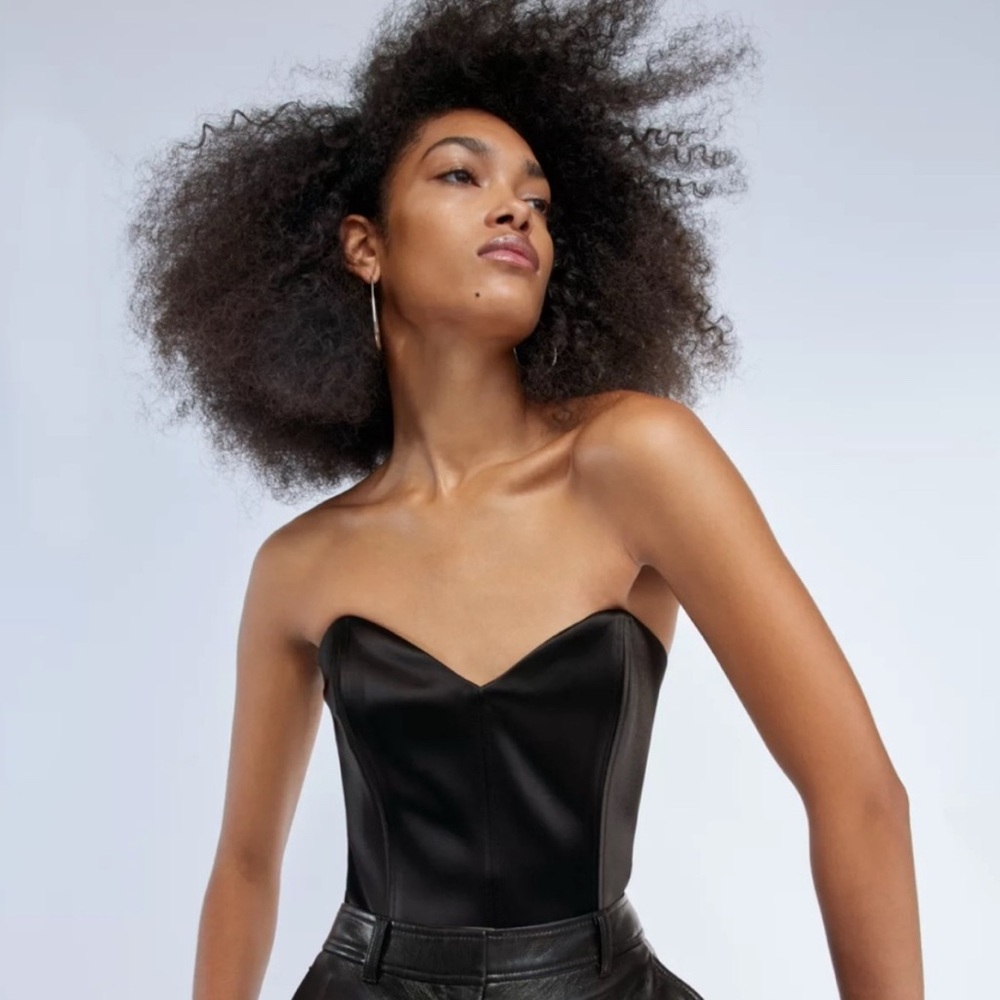 ARITZIA Babaton Blaze Black Satin Corset Bodysuit, NEW, Sz 8 (6, too)